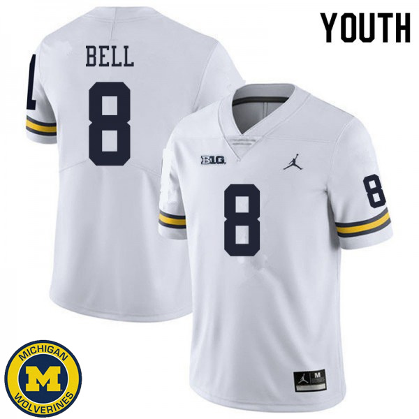 Youth Michigan Wolverines #8 Ronnie Bell White University Football Jersey